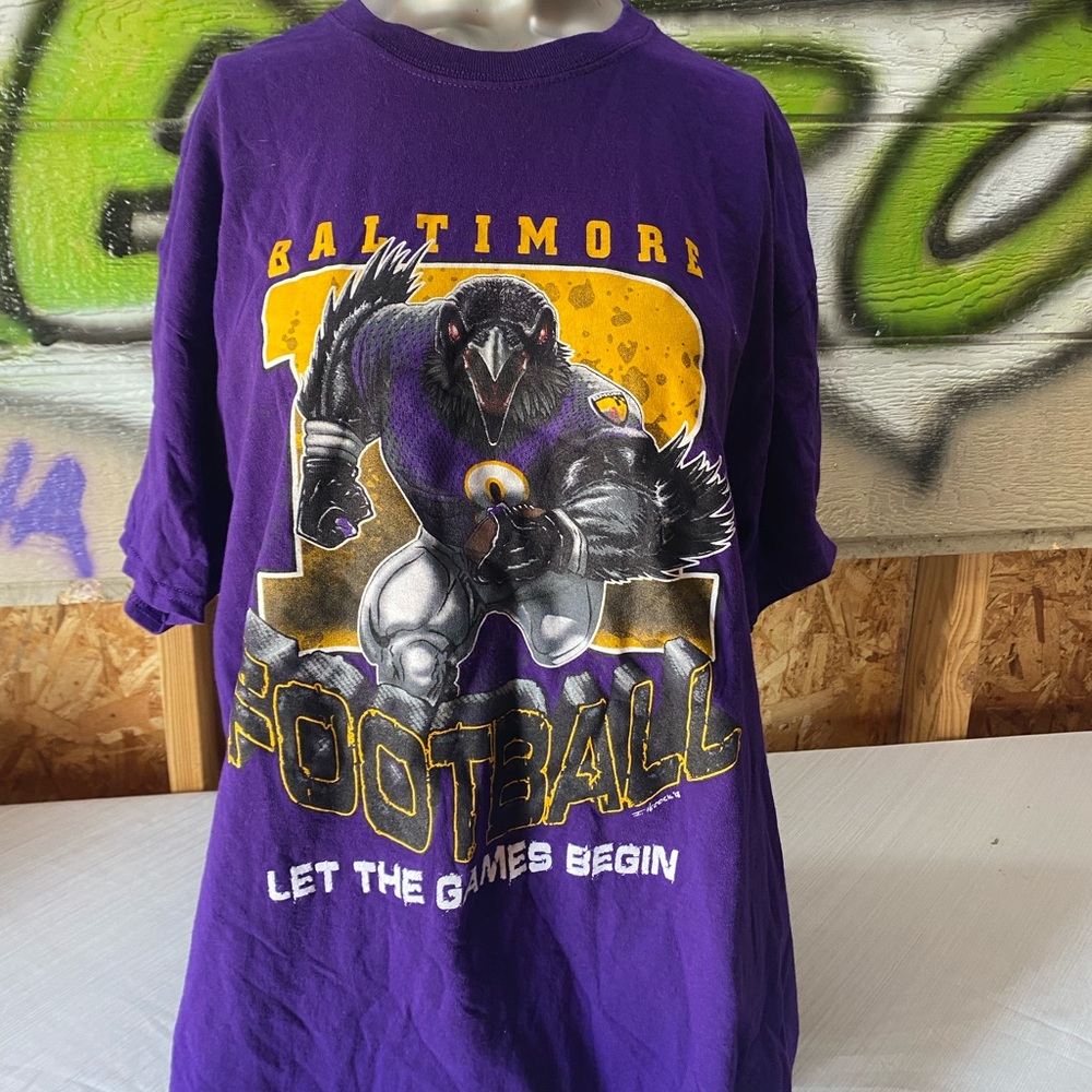 Baltimore Ravens Let The Games Begin #8 Raven Mascot Tee Please Read! M-L